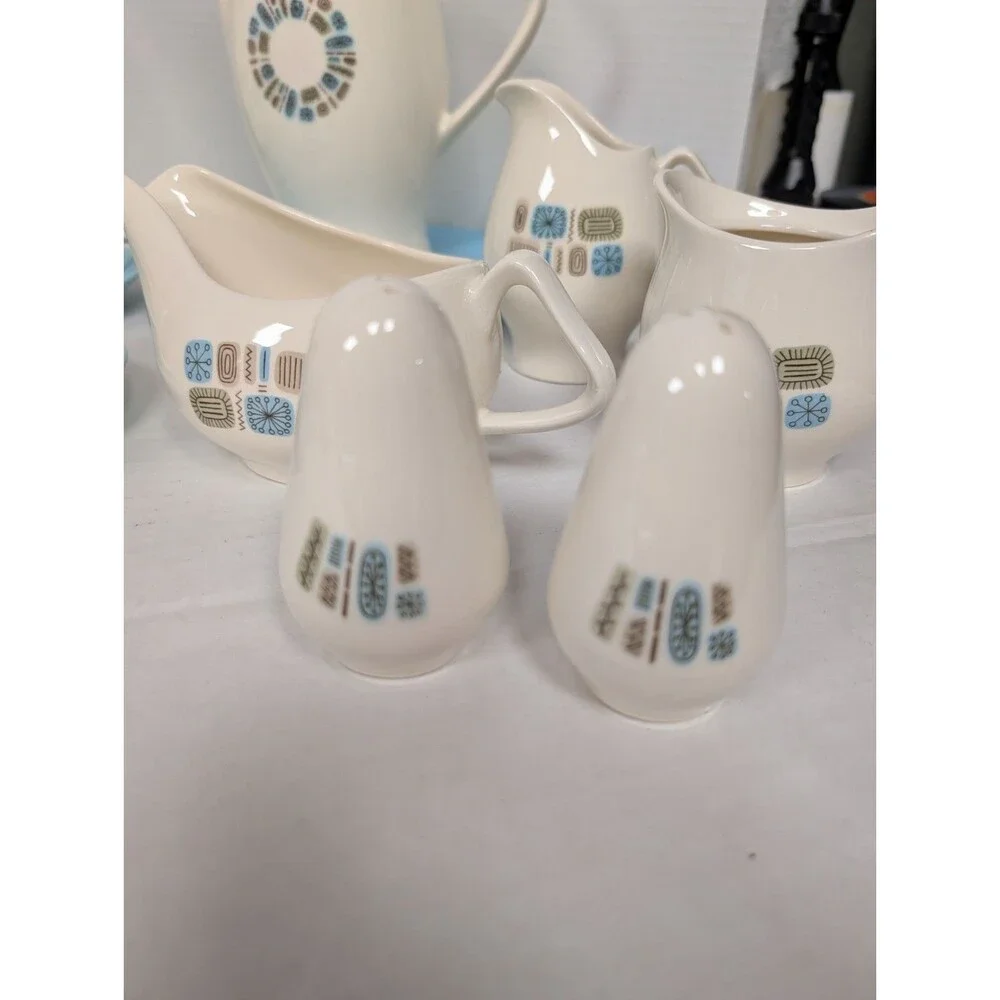 Vintage Atomic Age Mid Century Temporama Canonsburg Pottery Set 49 Pieces